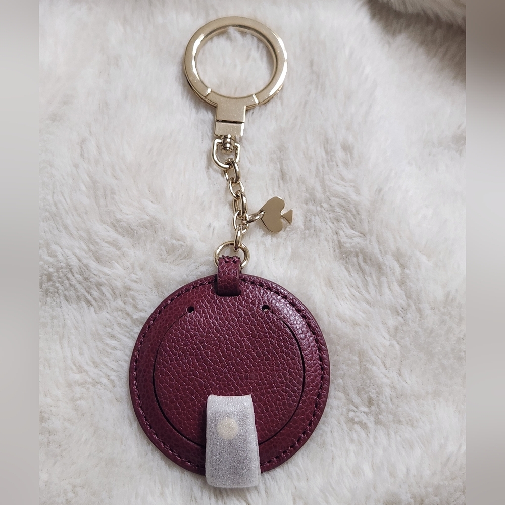 Kate Spade Circle Mirror Leather Keychain/Key Fob NIP - Picture 2 of 4